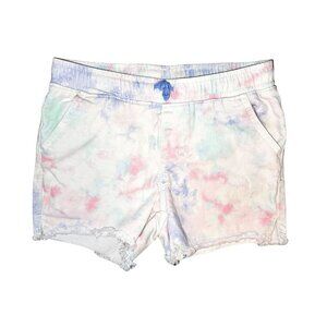 Cat & Jack Jean Shorts Girls Sz 7 8 Tie Dye Pastel Cut Offs Elastic Waist Target